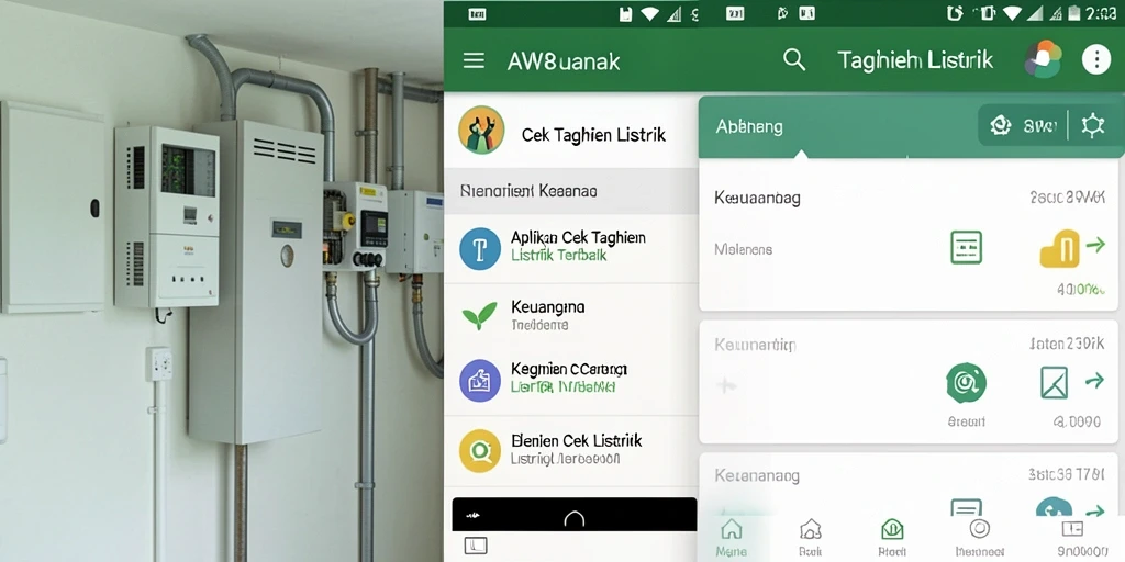 Antarmuka AW8 yang menampilkan cek tagihan listrik yang user-friendly.