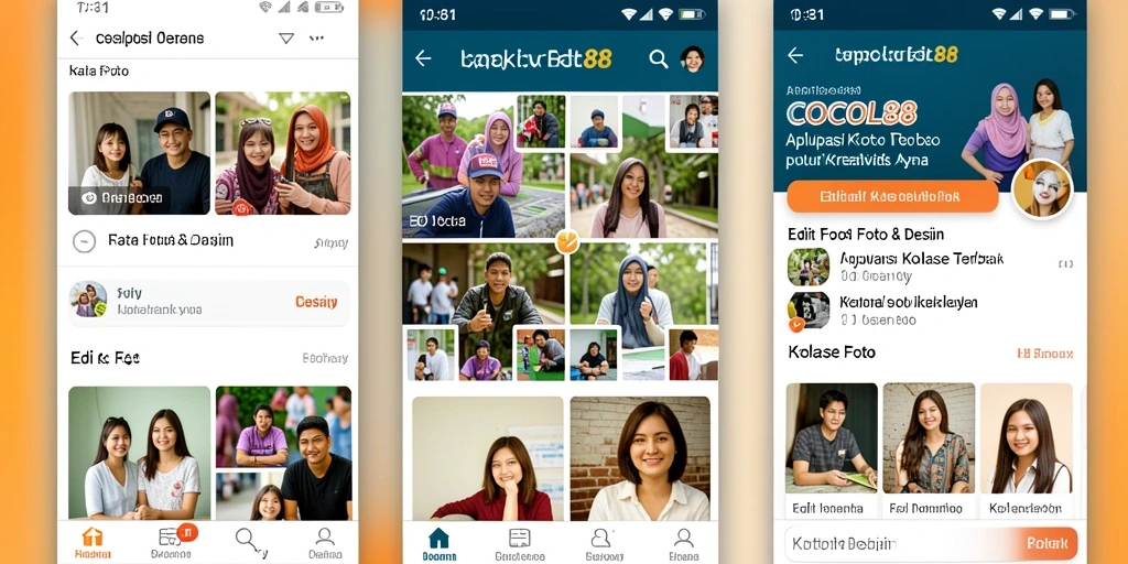 Tampilan antarmuka COCOL88 dengan berbagai pilihan kolase foto.
