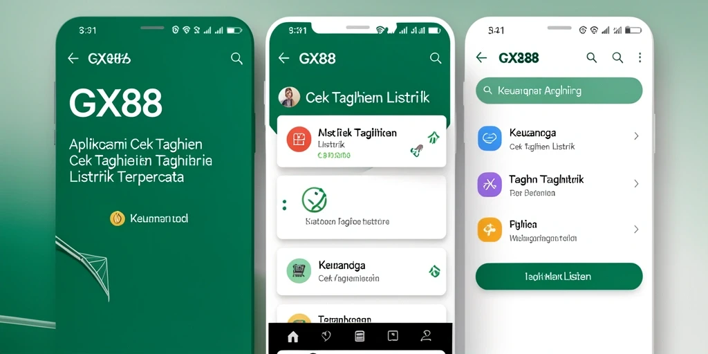 Tampilan antarmuka aplikasi GX88 untuk cek tagihan listrik.