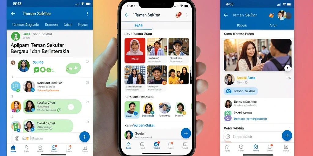 Tampilan antarmuka aplikasi Teman Sekitar RP55 yang modern dan menarik.