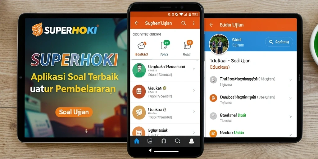 Antarmuka pengguna aplikasi Soal Ujian SUPERHOKI yang menarik.