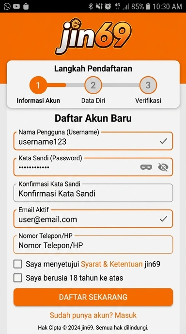 Cara Mudah Buat Akun Baru jin69 di Android