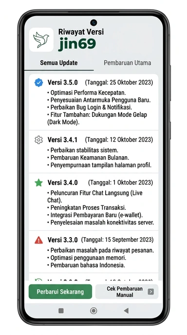 Riwayat Versi Aplikasi jin69 untuk Android